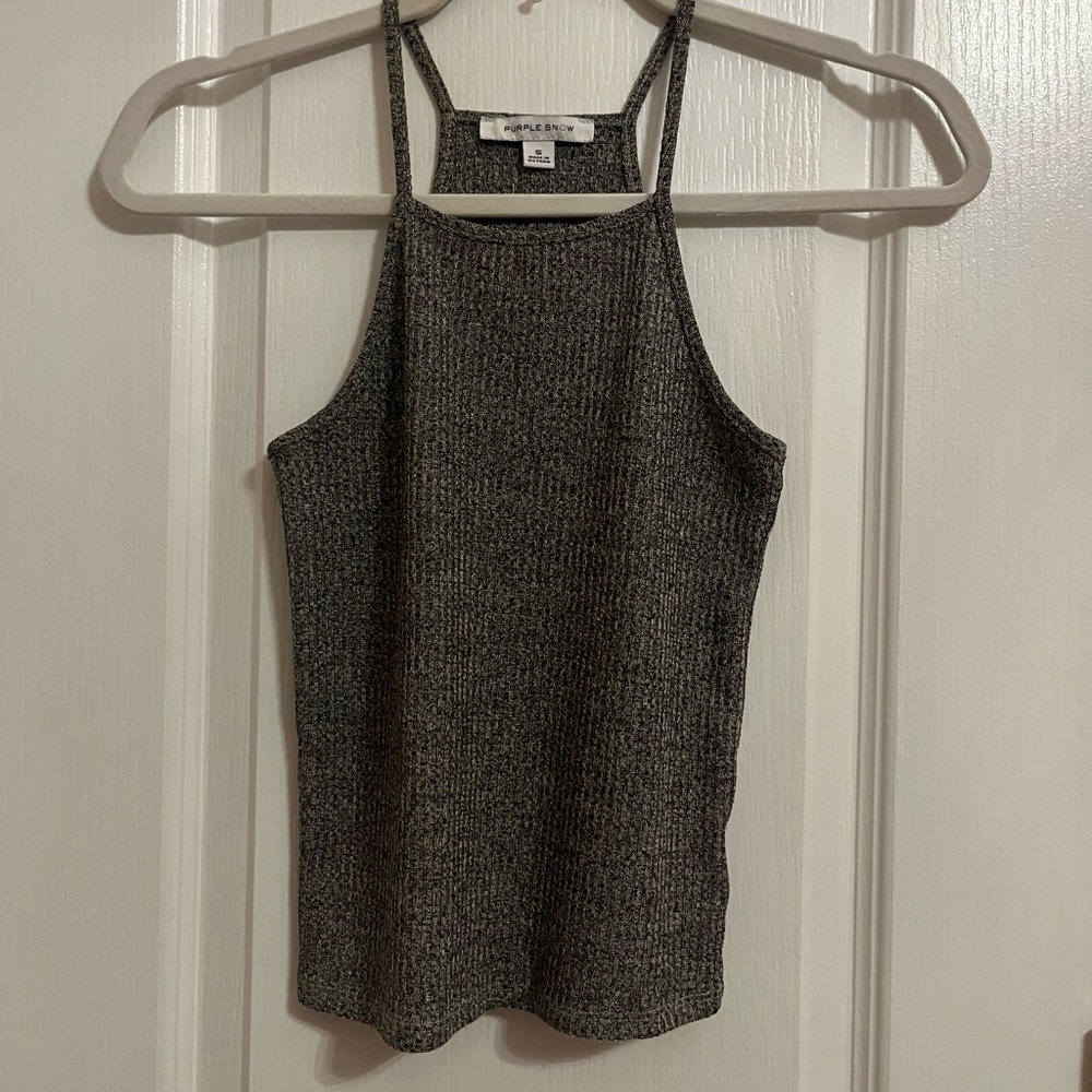 Brown, Black, and Crème Halter Neck Tank Top